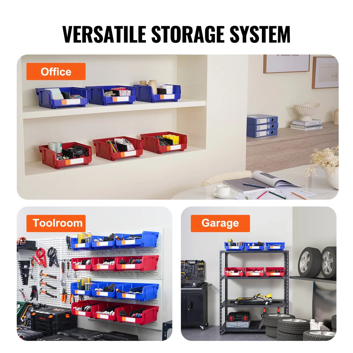 SucceBuy Stackable Garage Storage Bins For Wall Mounted Organization
