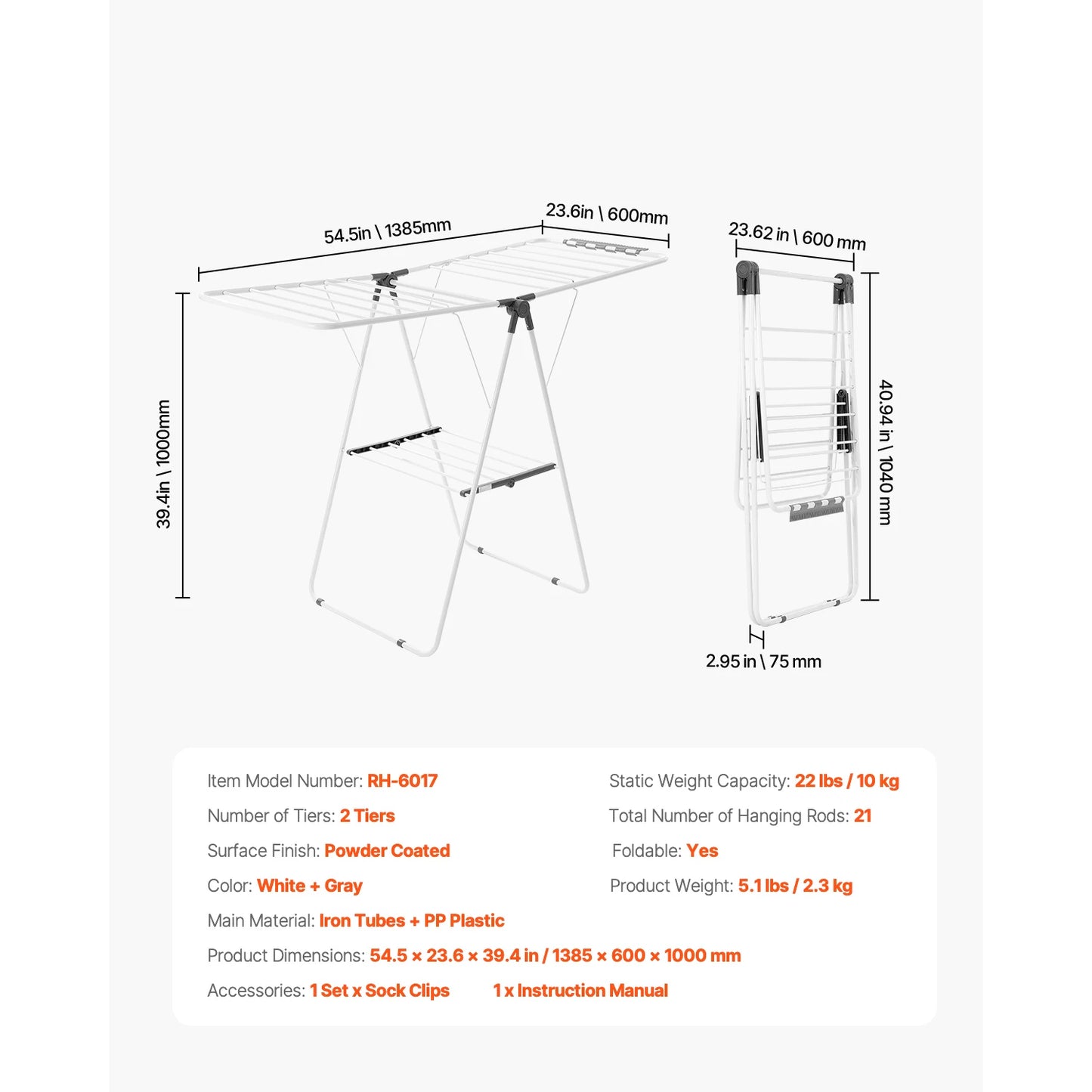 Adjustable Foldable Clothes Drying Rack For Indoor Outdoor