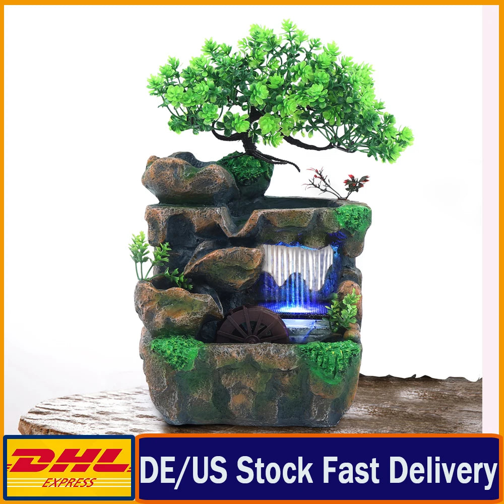 Indoor Desktop Water Fountain With Color Changing LED Lights Zen