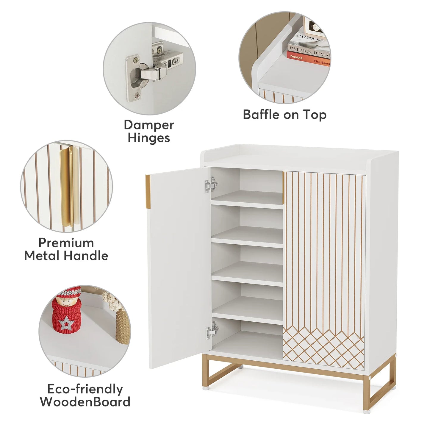 Tribesigns Wooden 5-Tier Shoe Cabinet With Doors For Bedroom