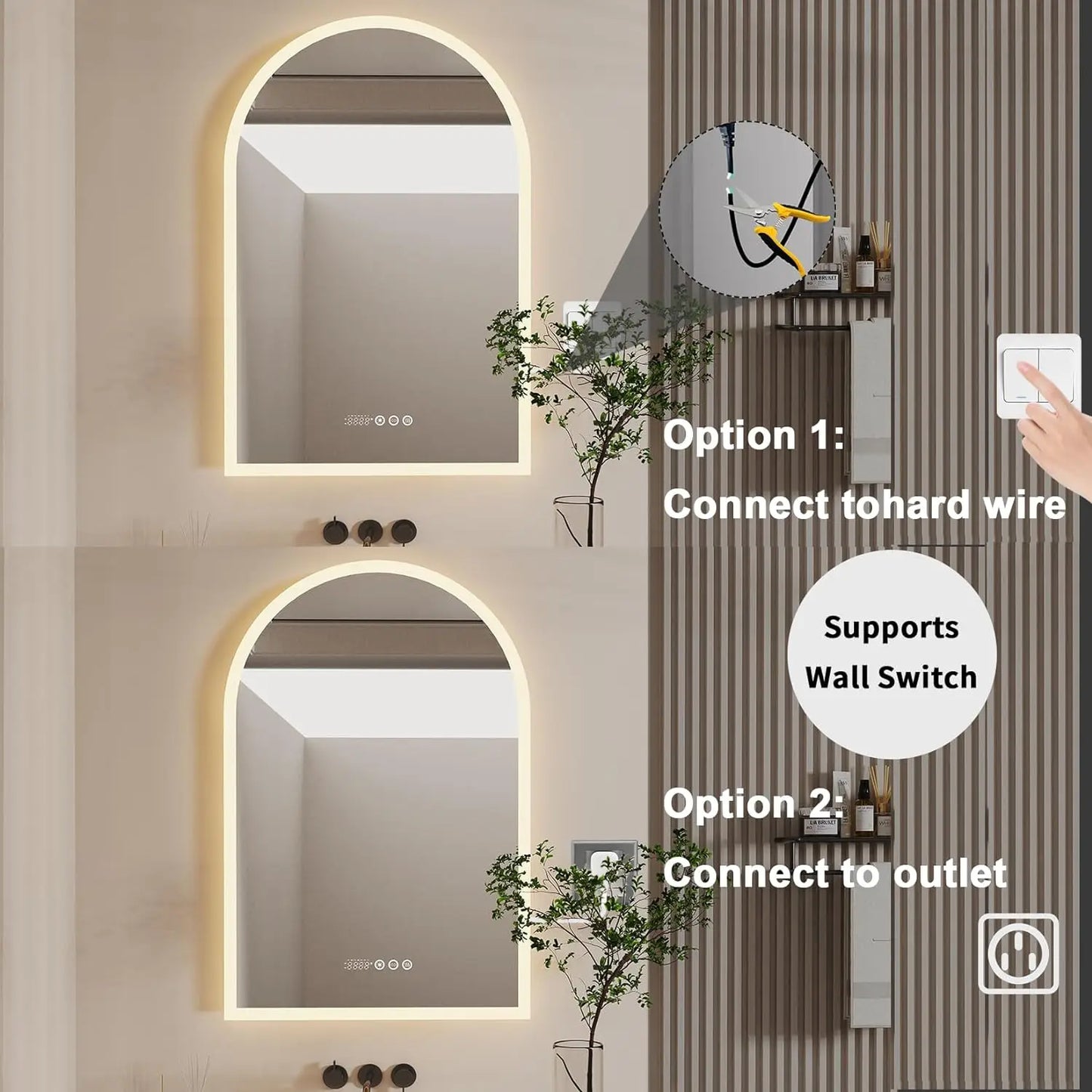 Wisfor Backlit Smart LED Bathroom Mirror With Dimmable Anti Fog