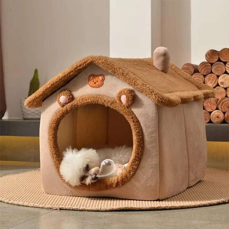 Foldable Pet House With Removable Washable Cat Bed