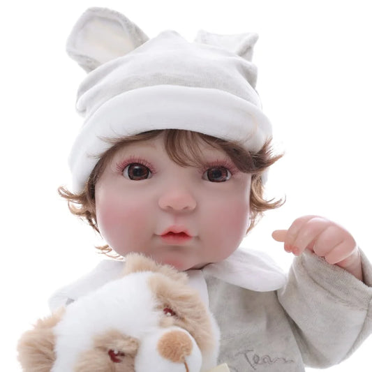 Cloveray Handmade Reborn Vinyl Baby Doll With Bear Pendant