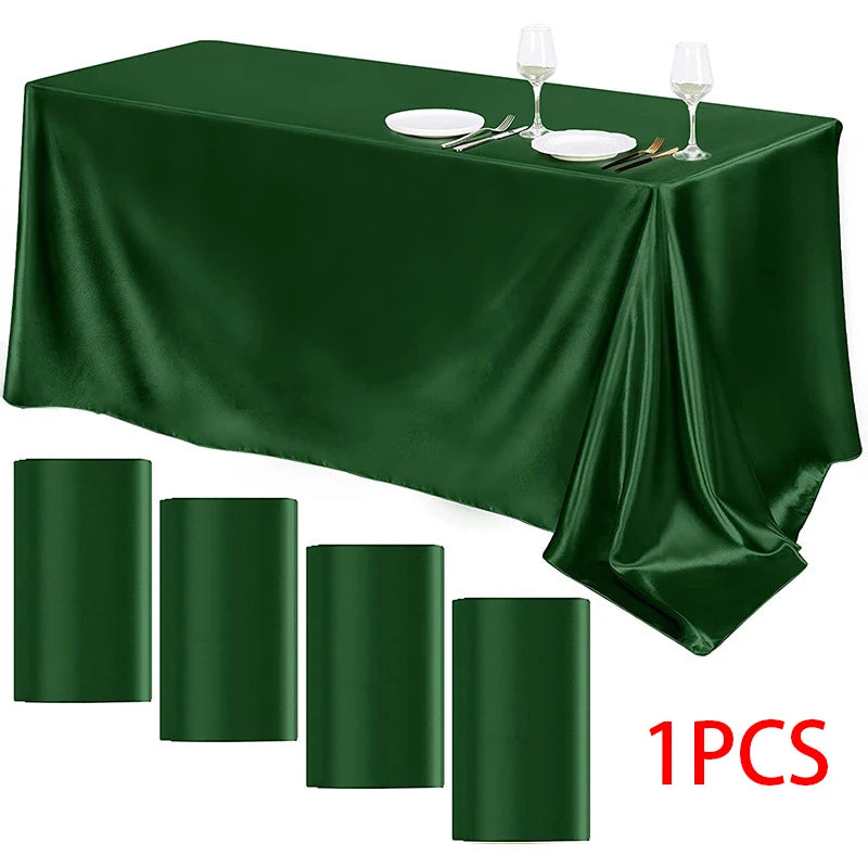 Rectangle Wedding Satin Tablecloth Waterproof Polyester