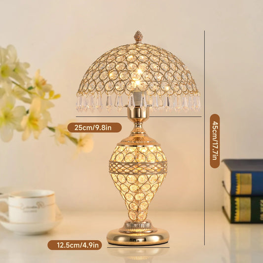 Luxury Diamond Crystal Table Lamp Vintage Hollow Out Prism Tassels
