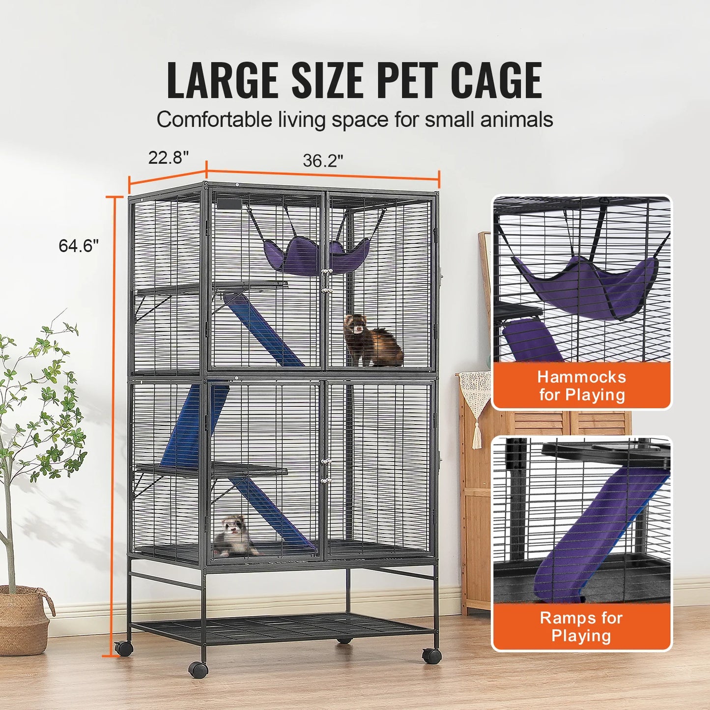 SucceBuy Rolling Four Tier Metal Small Animal Cage