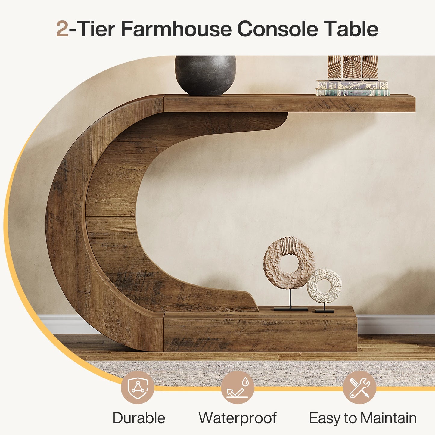 Tribesigns Mid-Century Modern C-Shaped Console Table