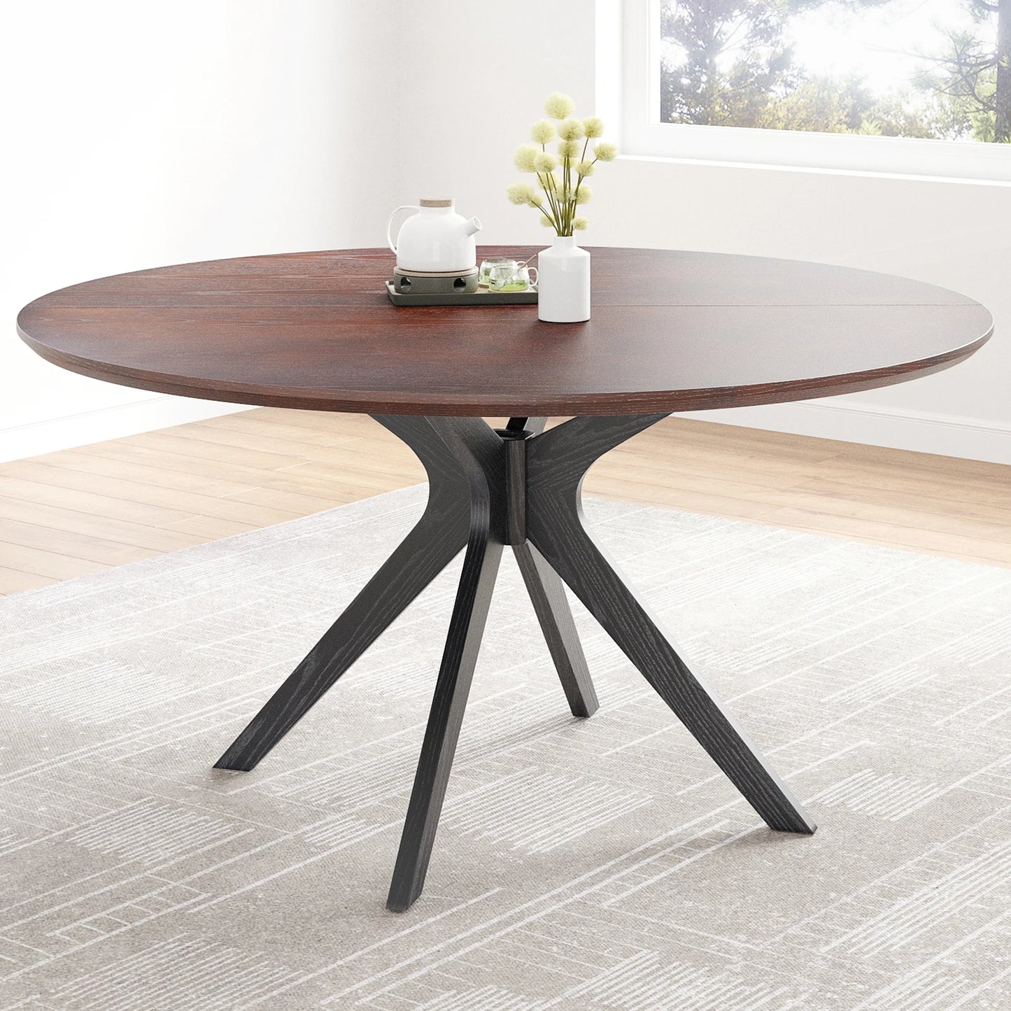 FARINI Round Natural Wood Dining Table For Two To Four