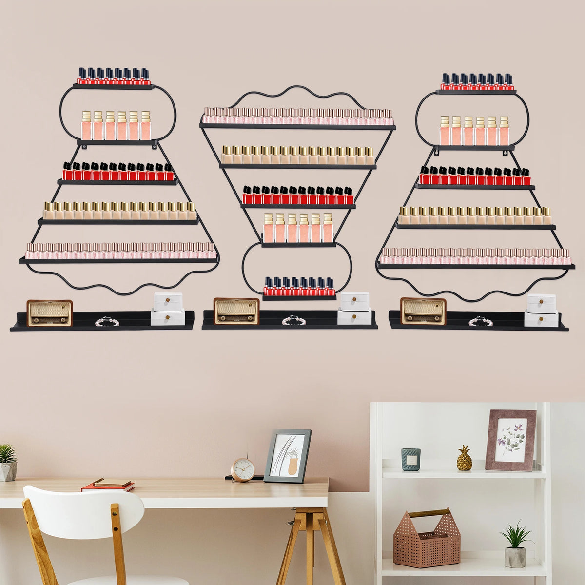 Bymaocar 5 Tier Wall Mounted Nail Polish Display Rack