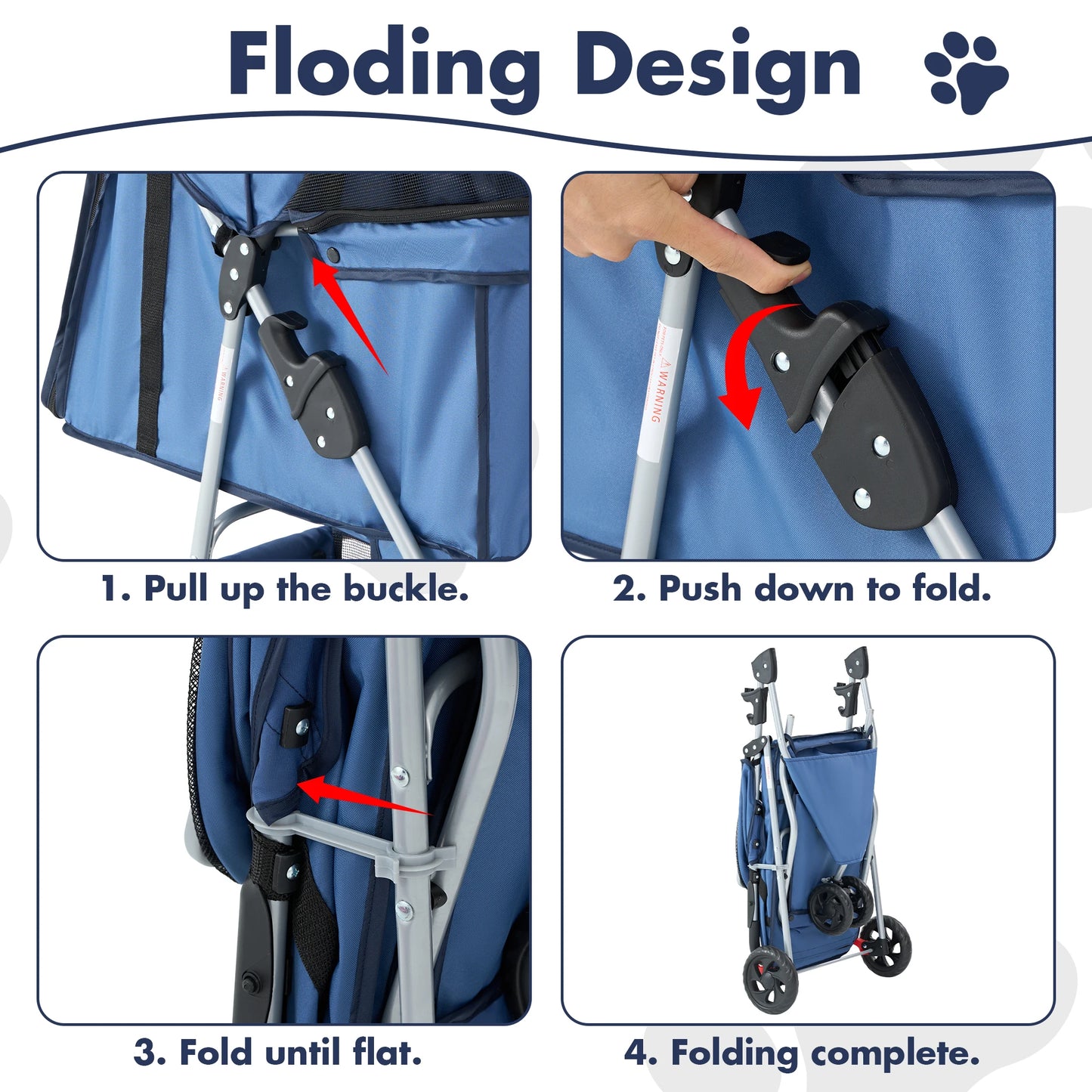 3 Wheel Foldable Pet Stroller With Mesh Windows And Cup Holder