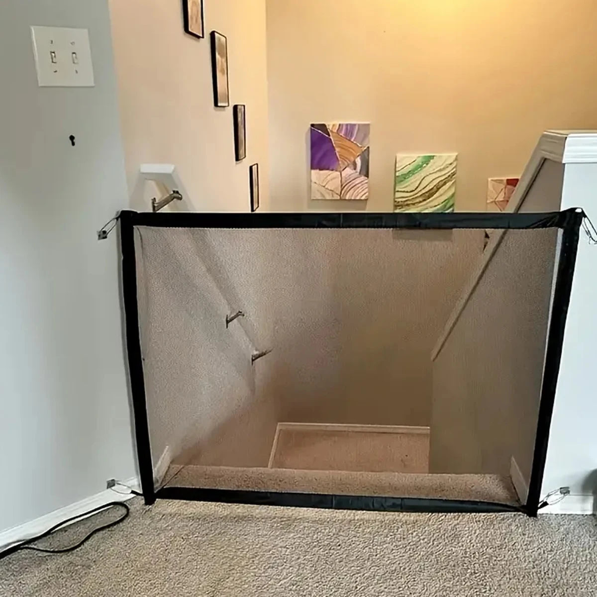 Dog Barrier Fence With 6 Hooks Foldable Mesh Playpen For Pets