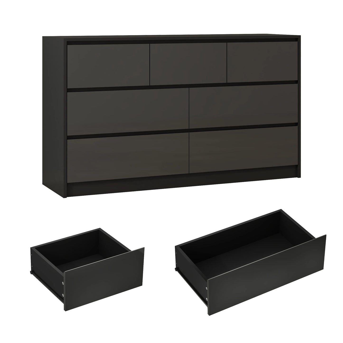 QiaoShiRen 7-Drawer Dresser, Modern High Gloss Wood Chest