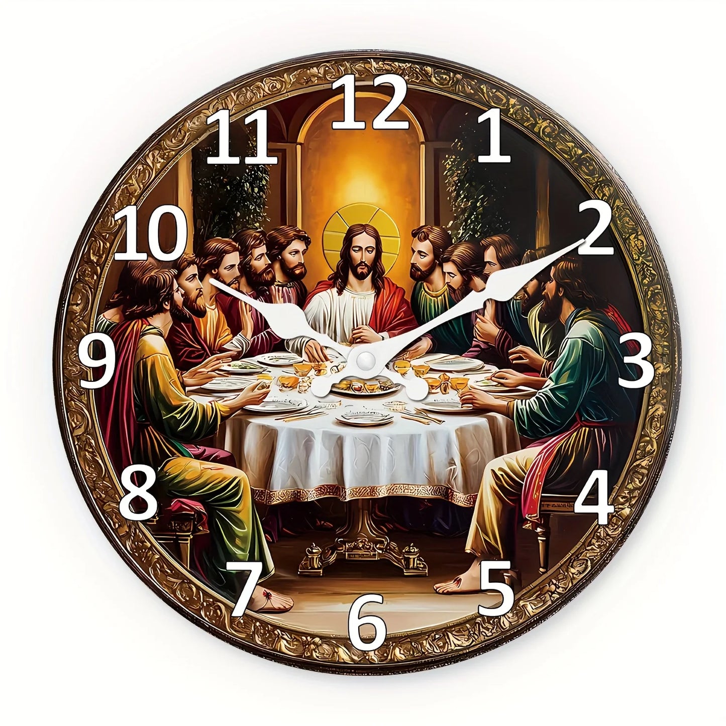 XMSJ Last Supper Wooden Wall Clock Analog Spiritual Decor