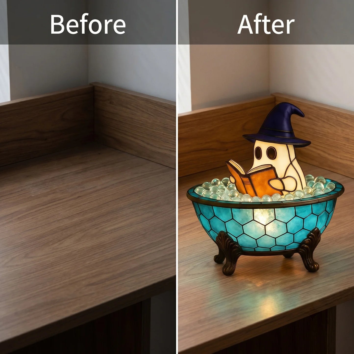 Decorative Ghost Table Lamp With Rechargeable Battery And Iron Frame