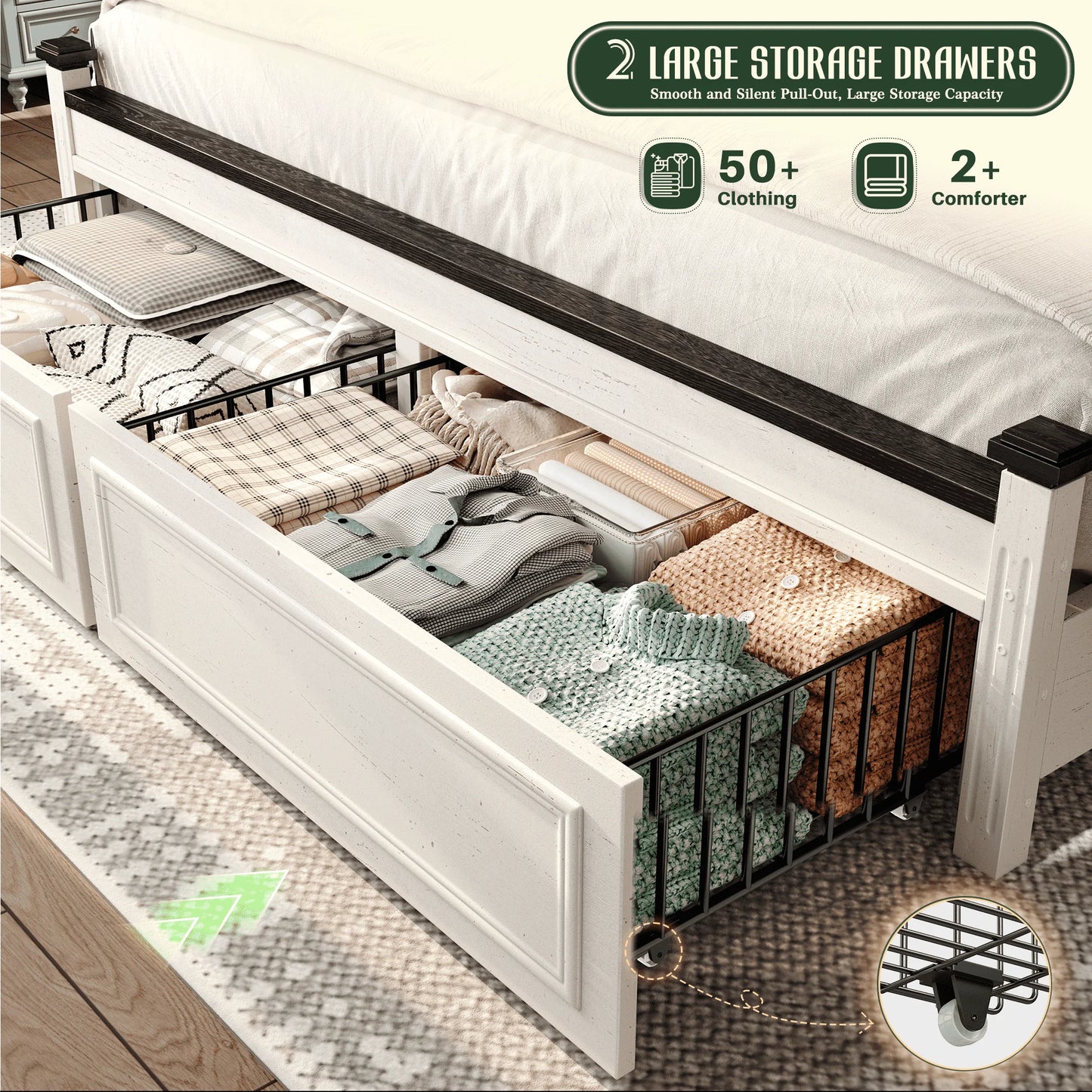 EnHomee Tall Headboard Platform Bed Frame For Contemporary Bedrooms