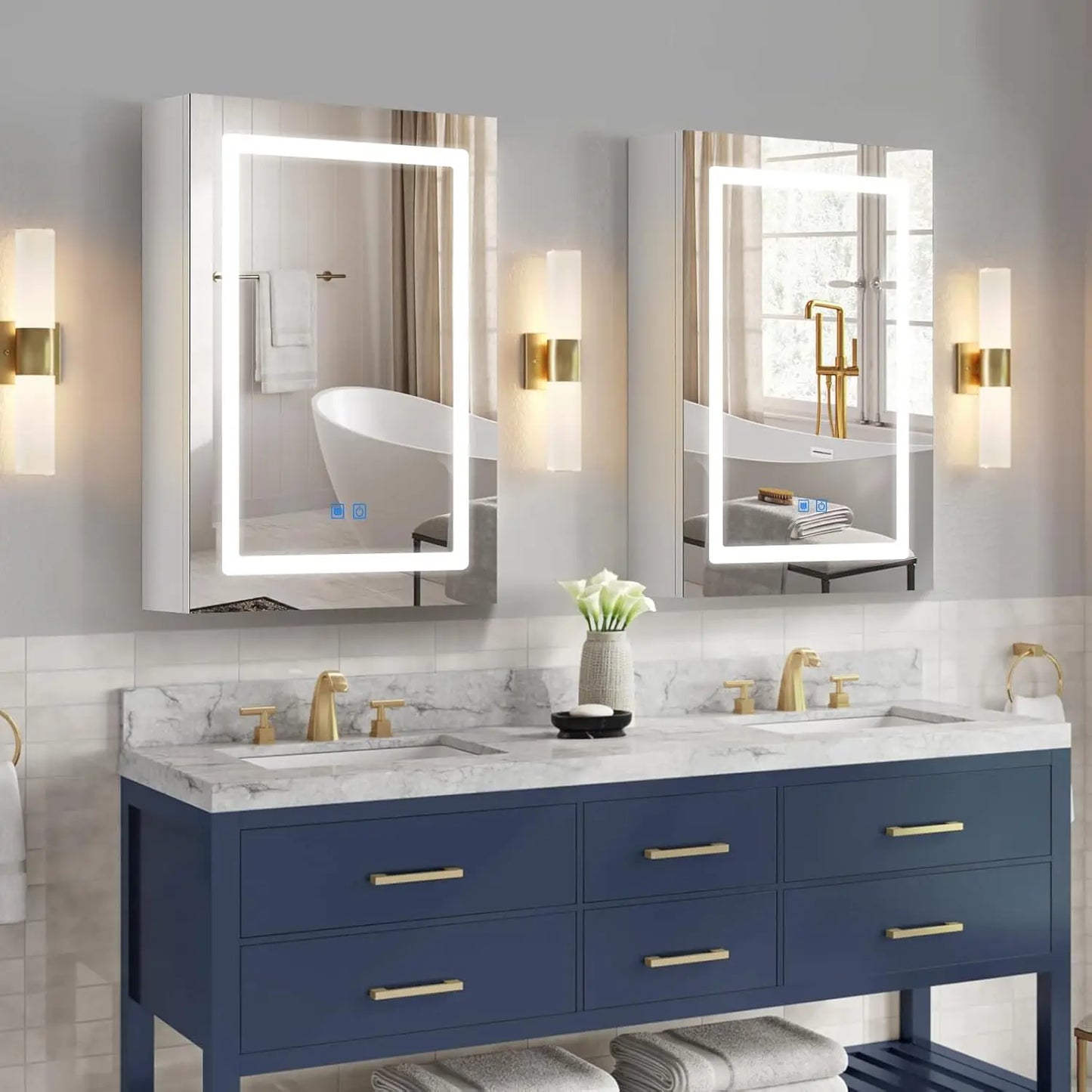 Medicine Cabinet With Mirror And Adjustable LED Lighting