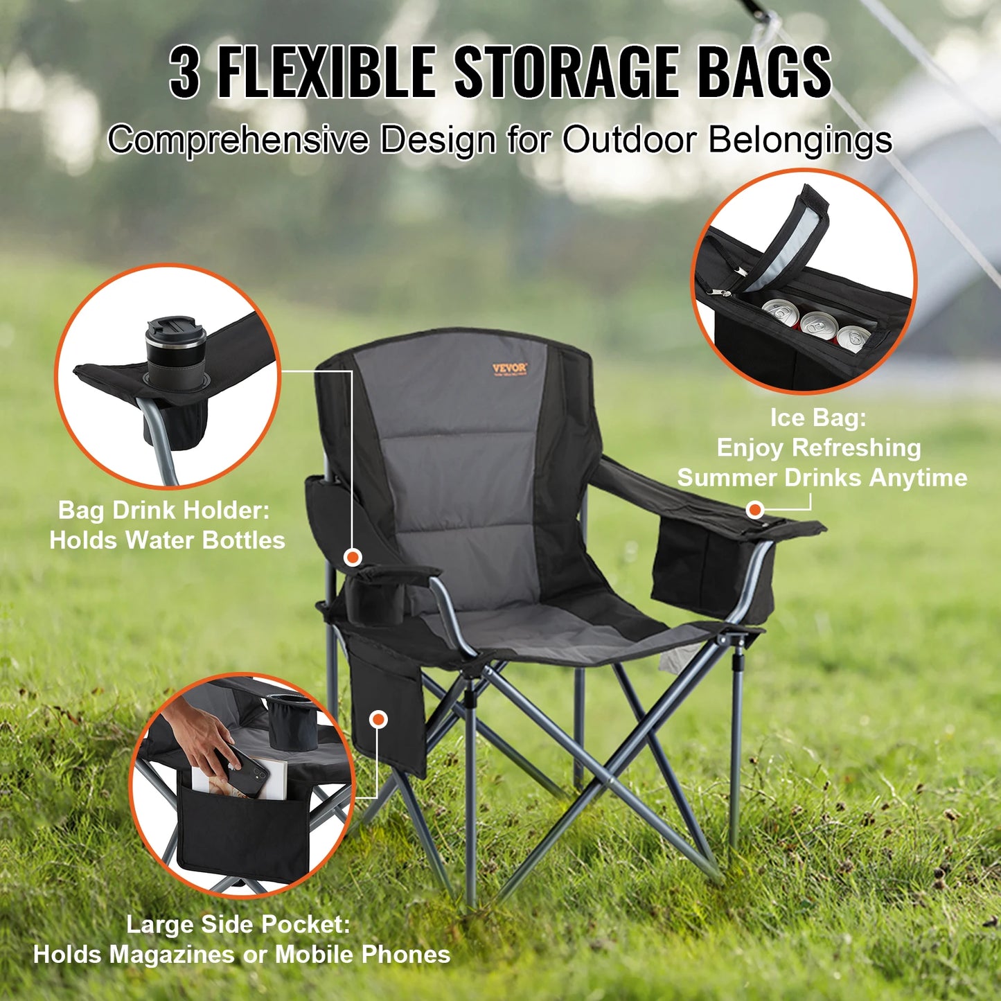 SucceBuy Ultralight Folding Camping Chair 350 Lb Capacity