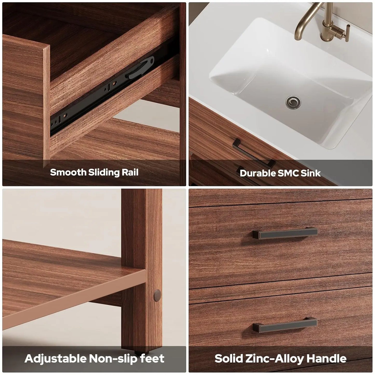 Guohe Waterproof Farmhouse Bathroom Vanity With Sink Freestanding Cabinet
