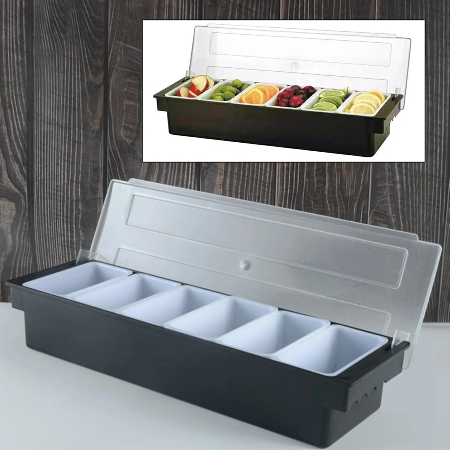 Multi Compartment Fruit Tray Bar Caddy Dispenser Organizer