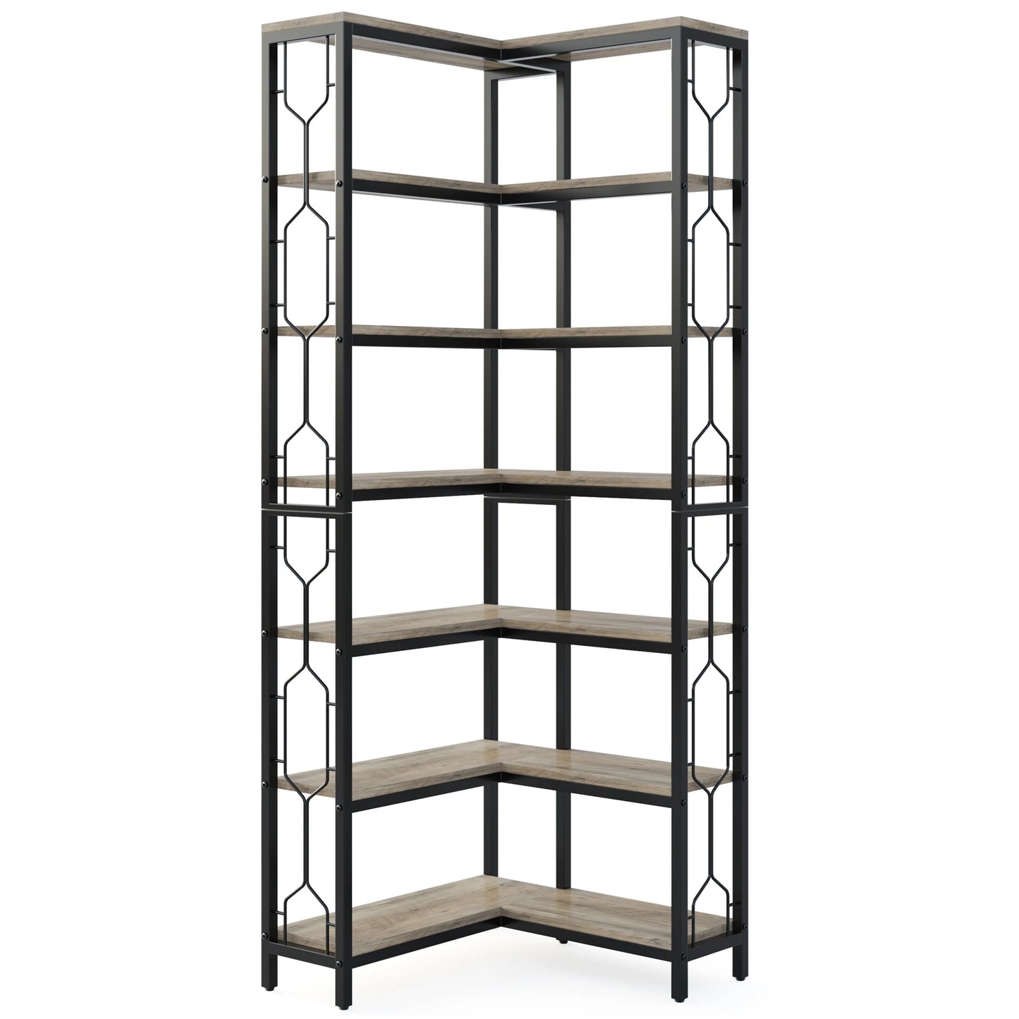 Tribesigns 7 Tier Corner Bookshelf With Metal Frame