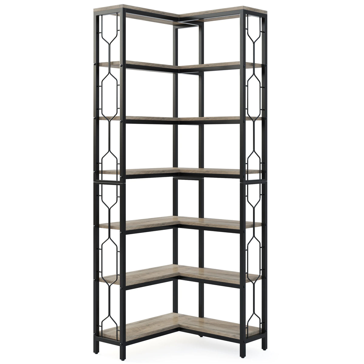 Tribesigns Modern 7 Tier Corner Bookshelf With Metal Frame