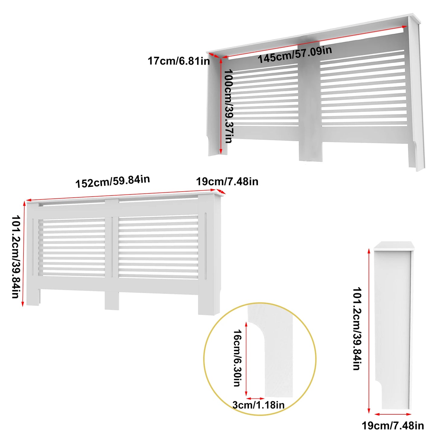 Wisfor Radiator Cover Wood Cabinet With Horizontal Slat Design