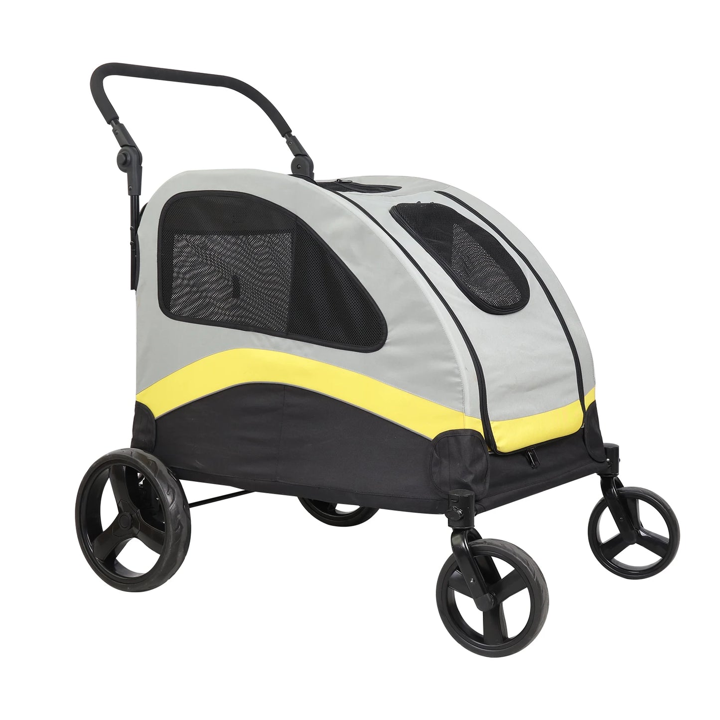 Dog Stroller For Dogs Foldable Pet Carrier With Zipper Divider