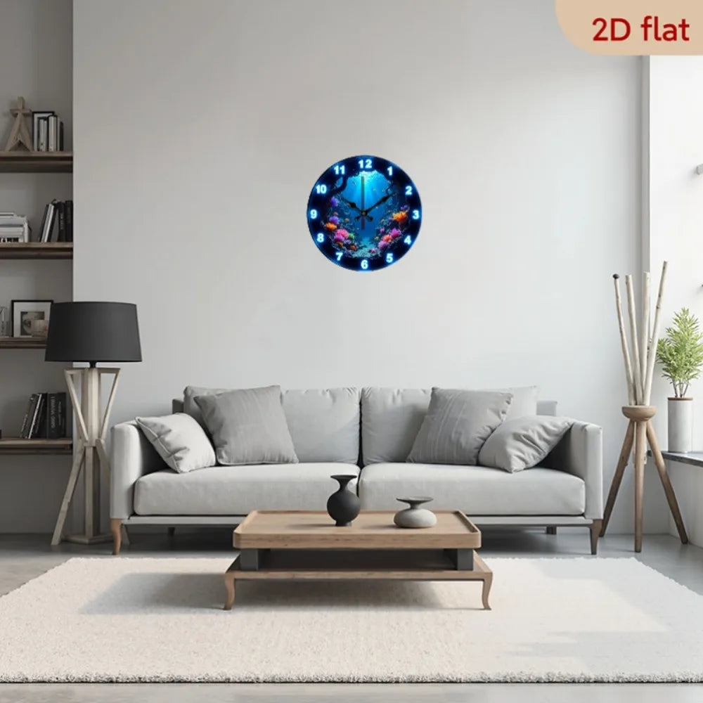 YTYIN Silent Glow In The Dark Ocean Theme Wall Clock