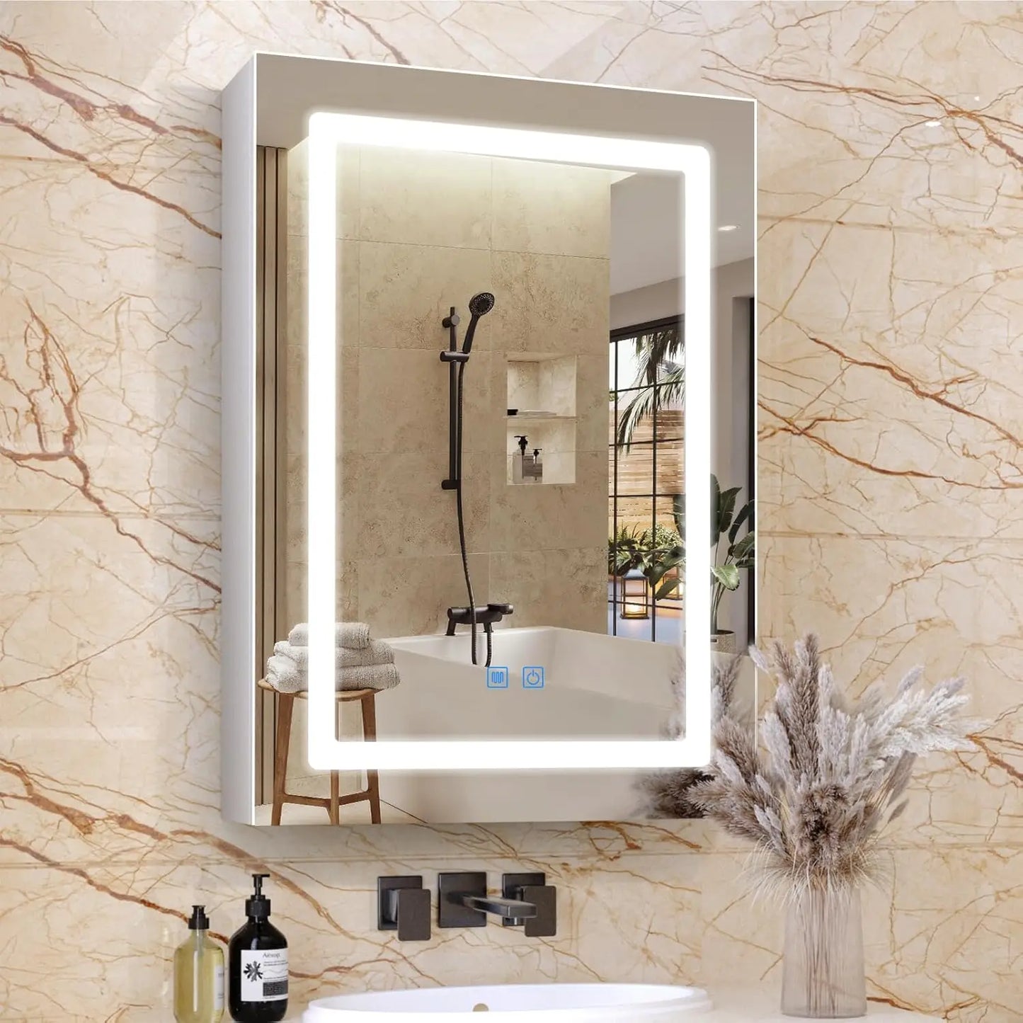 Medicine Cabinet With Mirror And Adjustable LED Lighting