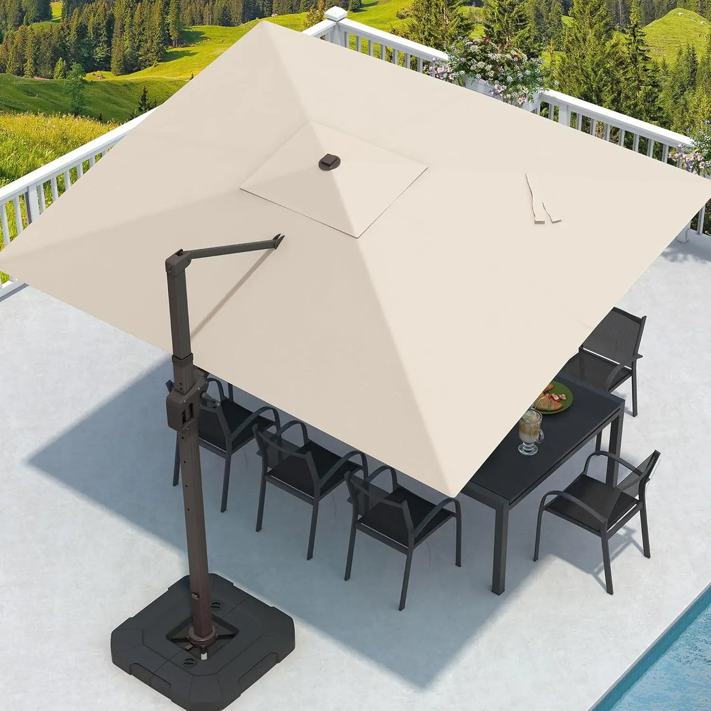 GUANGBAI Cantilever Patio Umbrella Offset 7 Tilts 360 Degree Rotation