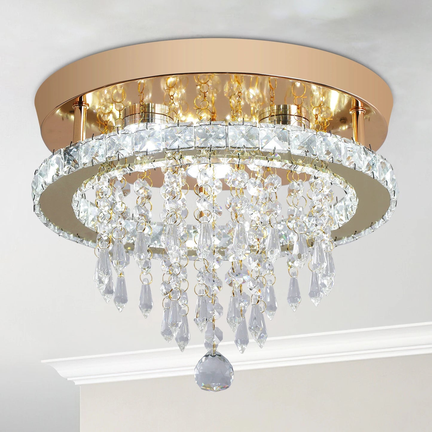 GreeLustr Modern Luxury Crystal Chandelier Led Ceiling Light