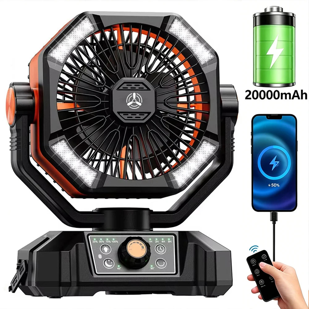 ColdSky Camping Fan With 4 LED Lantern And 20000mAh Battery