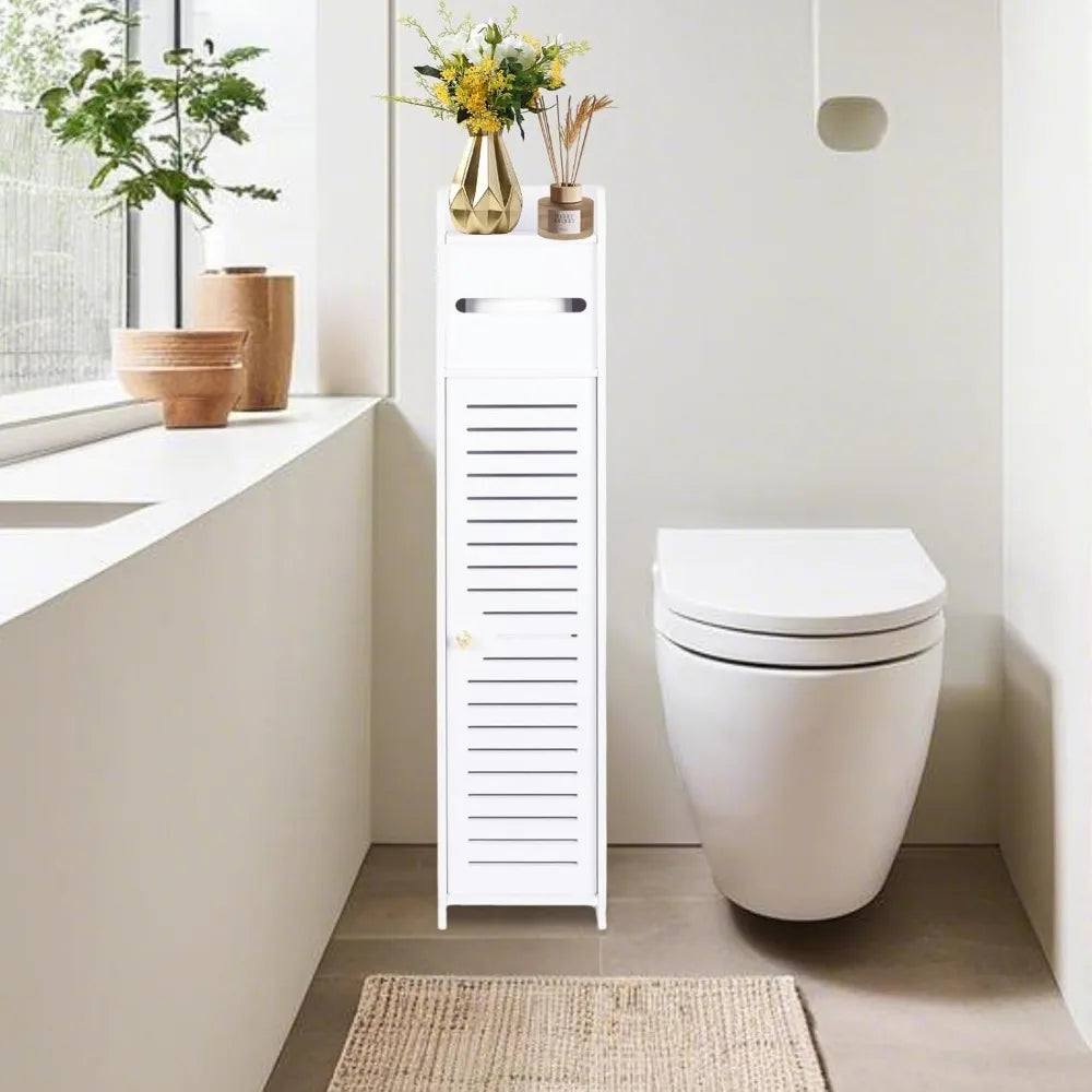 XIUWO Slim Corner Bathroom Storage Cabinet With Door