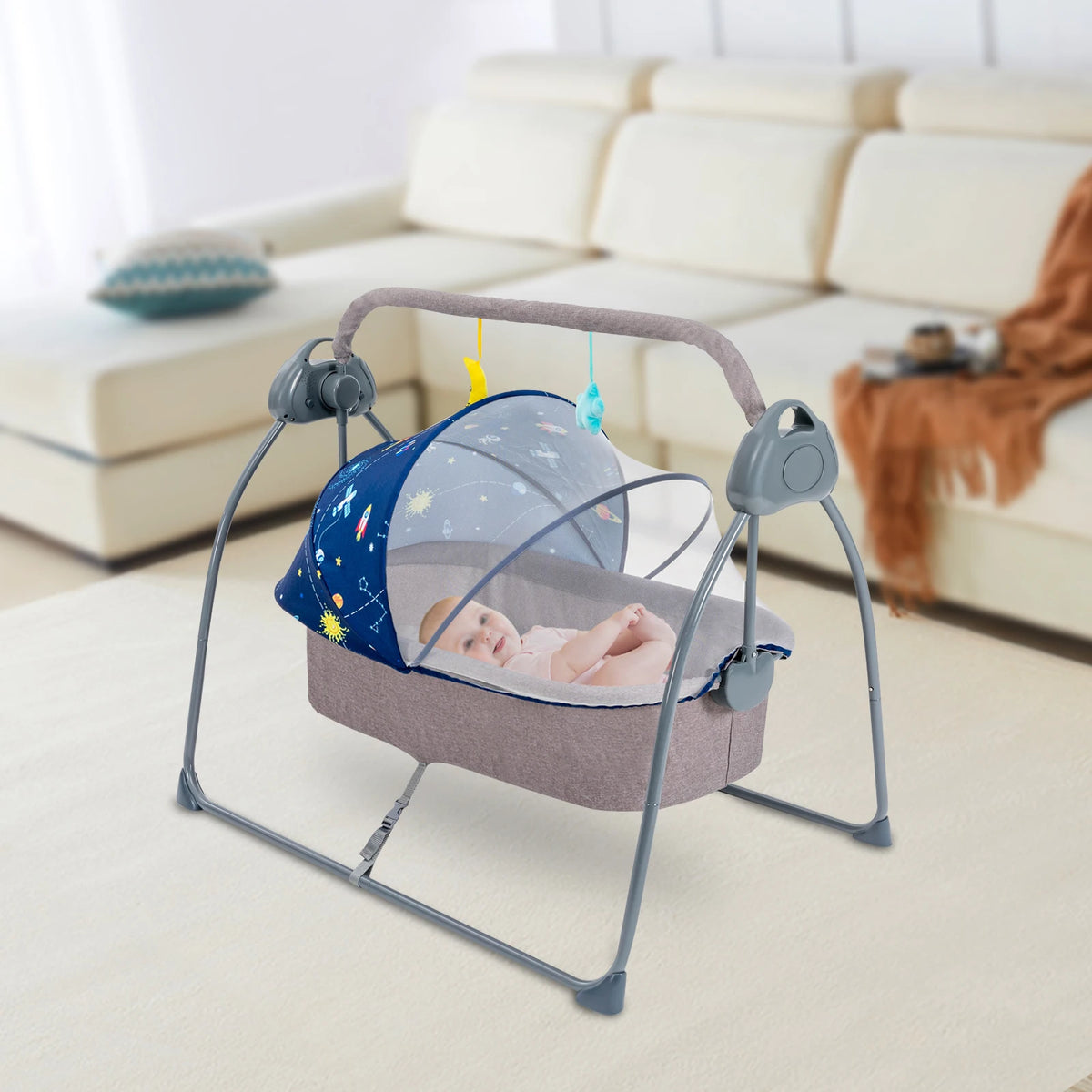 Foldable Electric Baby Cradle Swing With Music And Automatic Rocking