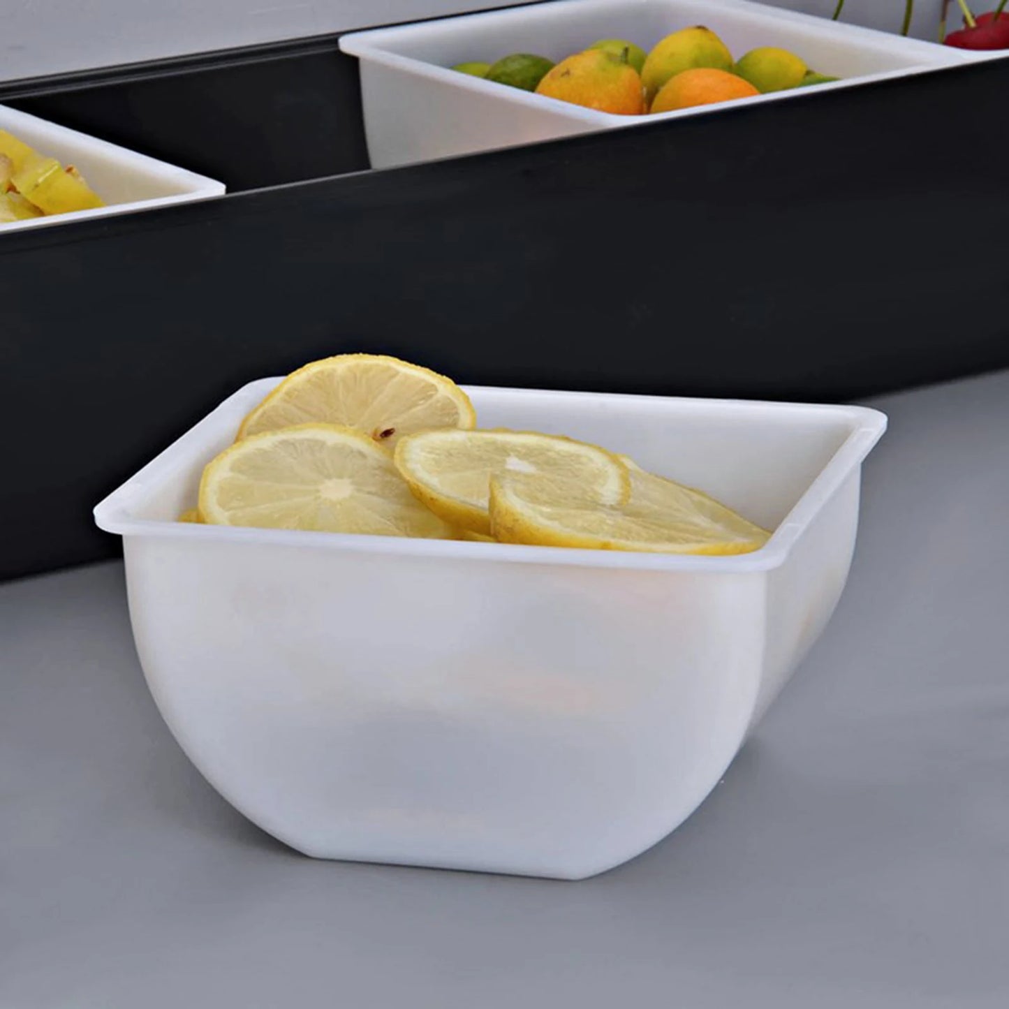 Multi Compartment Fruit Tray Bar Caddy Dispenser Organizer