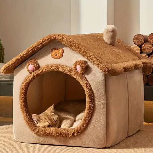 Foldable Pet House With Removable Washable Cat Bed