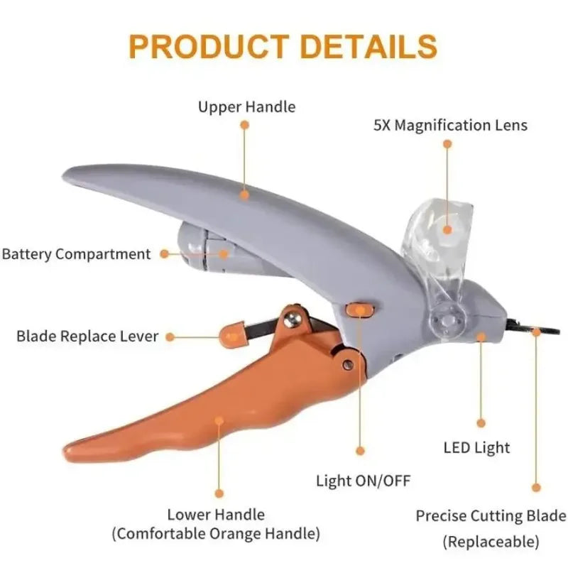LED Pet Nail Clippers With Light for Dogs and Cats