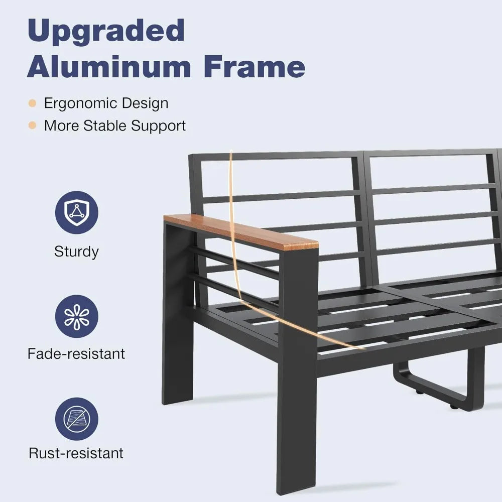 Aluminum Patio Furniture Set With Cushioned Seating And Waterproof Cover