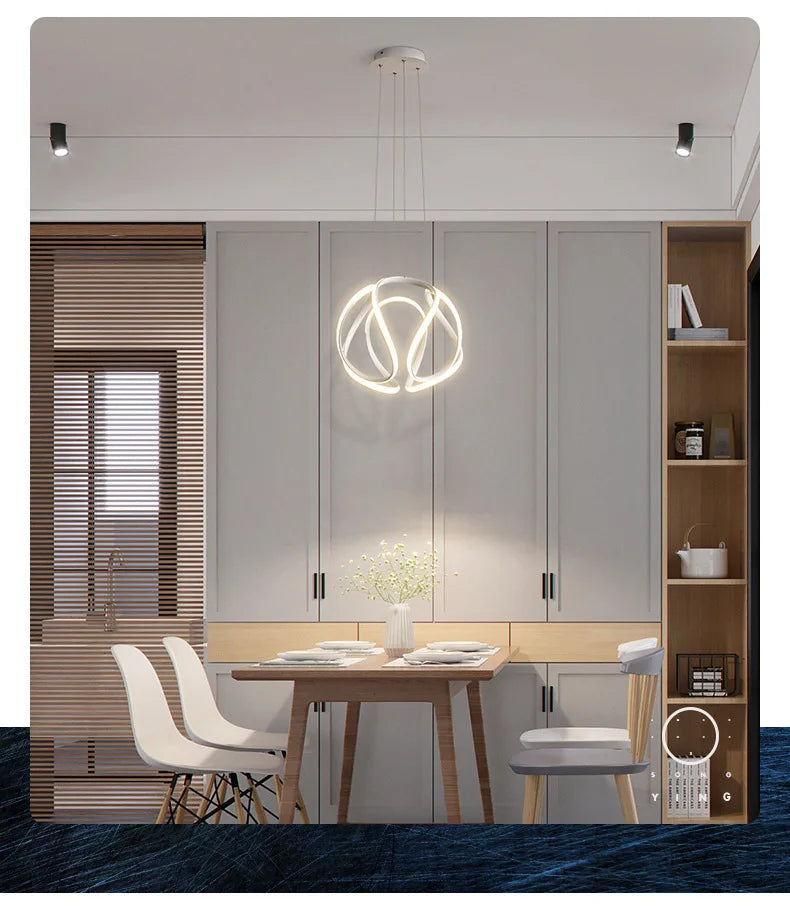 VETRULUS Modern Pendant Light Nordic Twisted LED Chandelier Ceiling Lamp