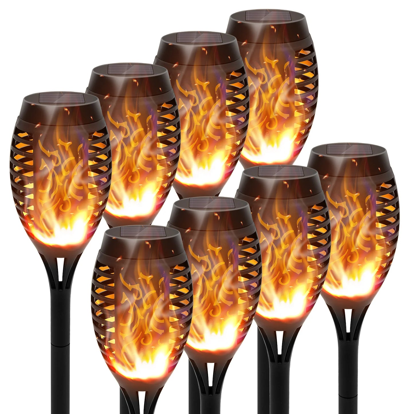 Solar Torch Lights With Flickering Flame Waterproof LED Garden Path