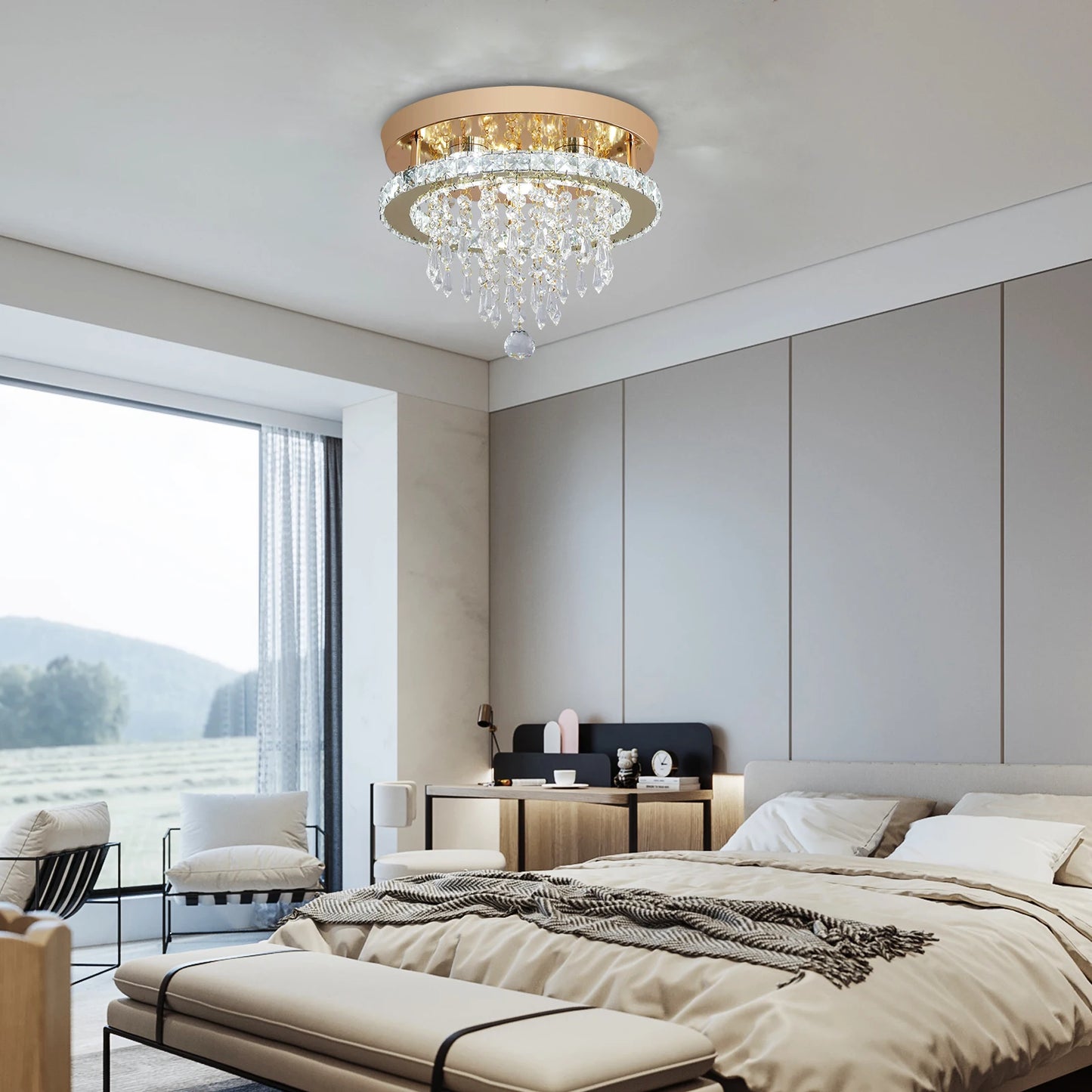 GreeLustr Modern Luxury Crystal Chandelier Led Ceiling Light