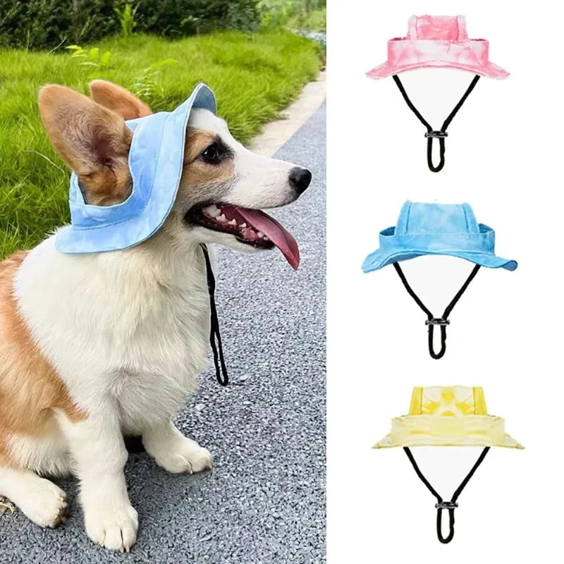 Cotton Adjustable Dog Hat With Ear Holes Sun Cap Outdoor