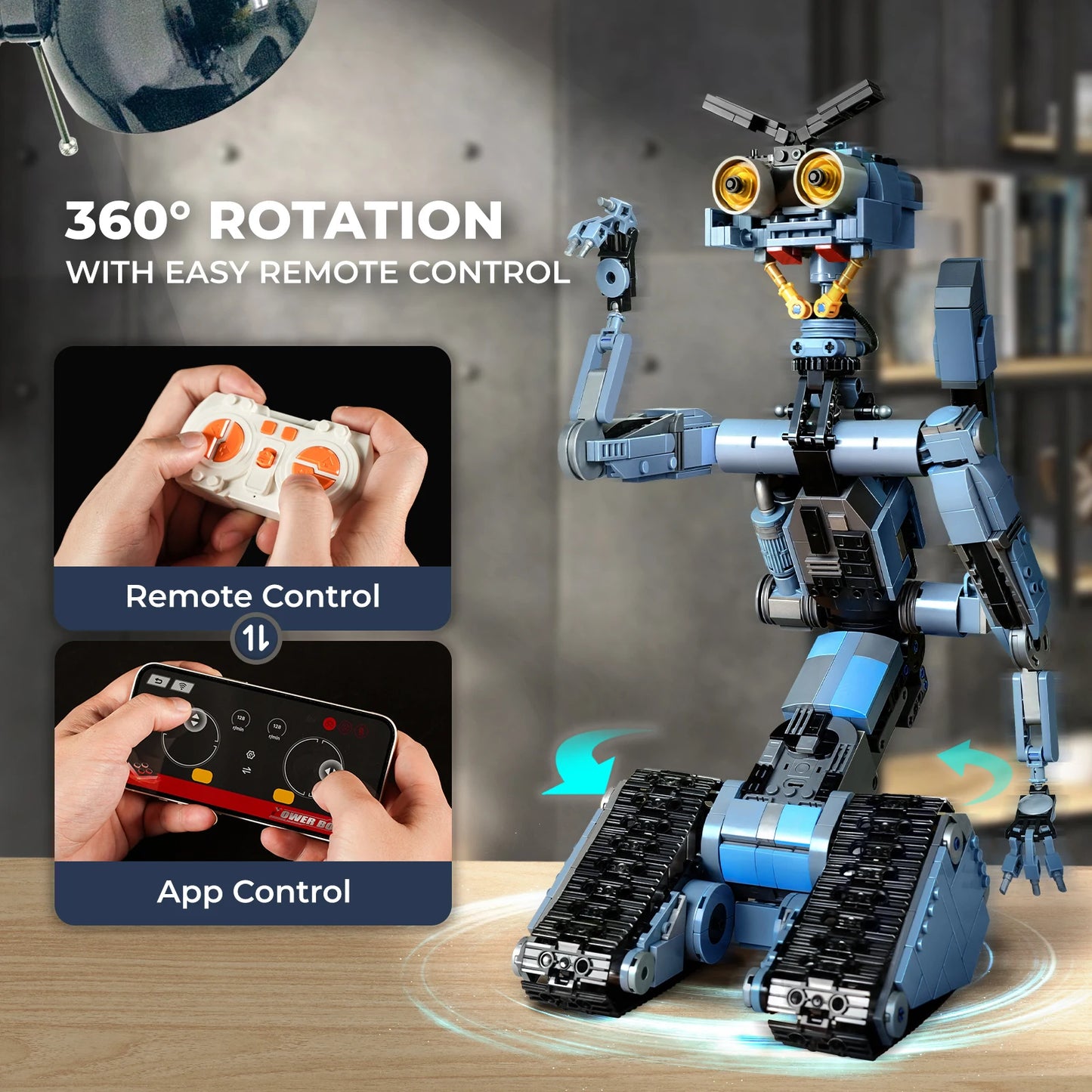 Johnny 5 Robot Building Blocks Set With Rechargeable Remote Control