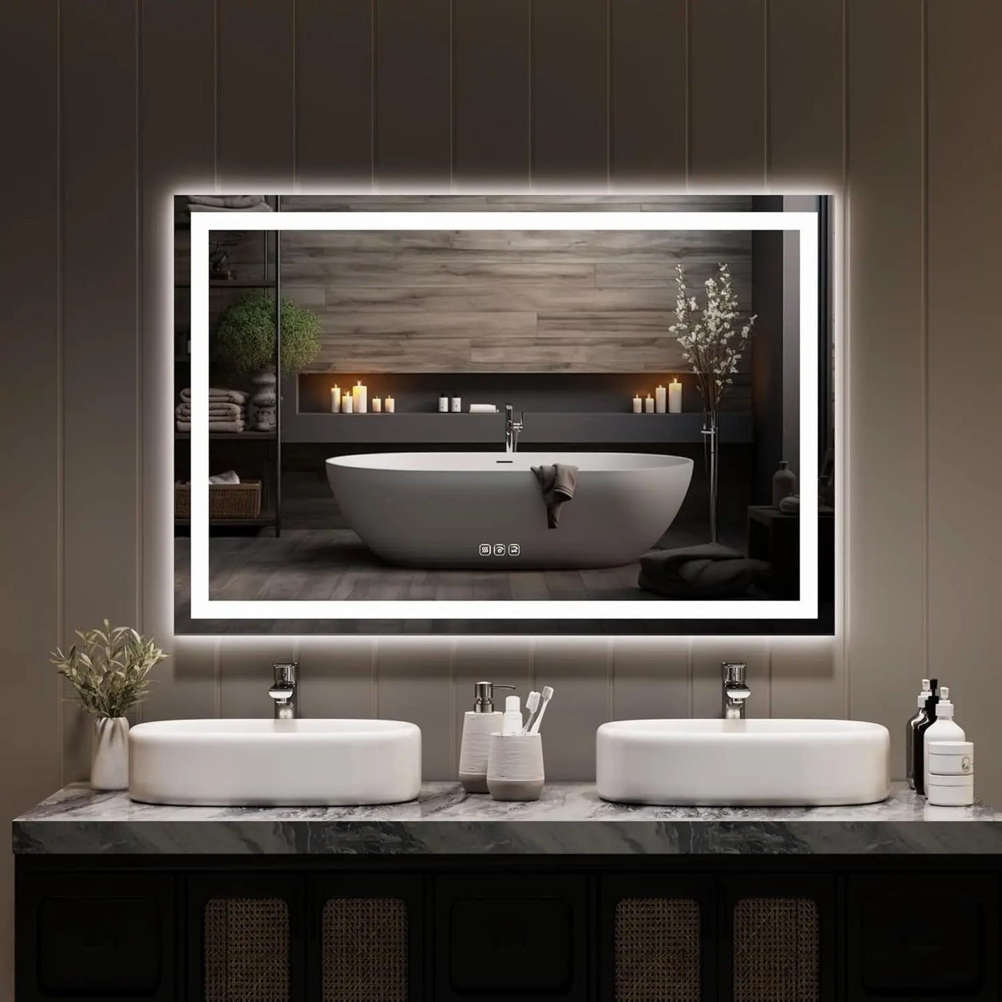 TWISTER.CK LED Bathroom Mirror With Memory Dimmable Anti Fog Backlit Wall Mount