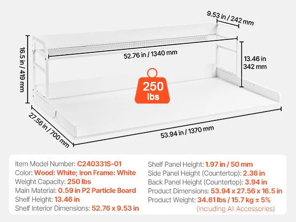 SucceBuy Washer Dryer Countertop Shelf With Drawer
