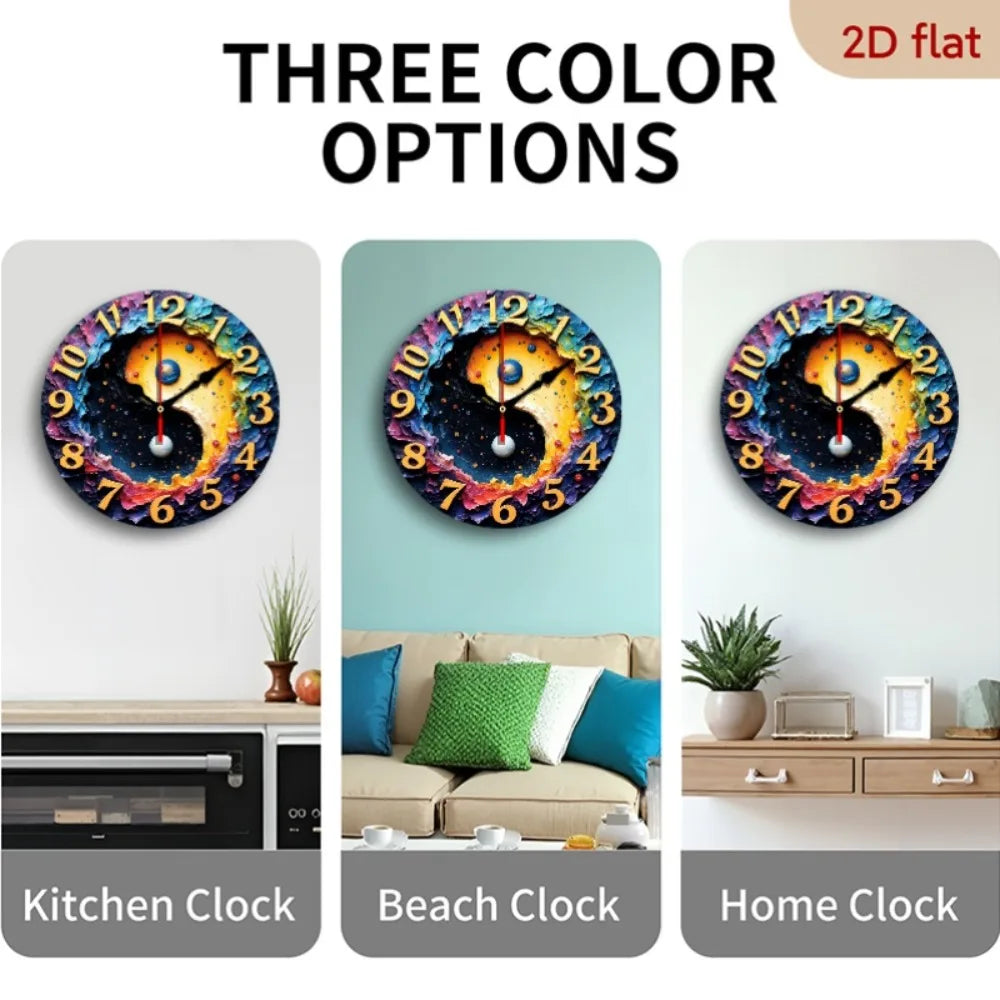 YTYIN Silent Round Wall Clock With Minimalist Wooden Design