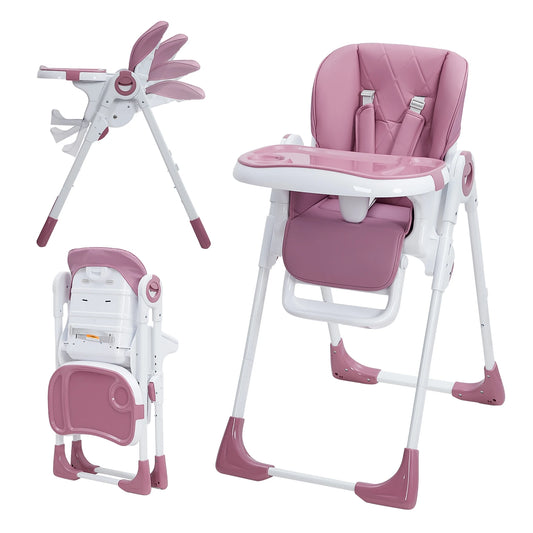 Multifunctional Foldable Baby High Chair With Adjustable Height And Recline