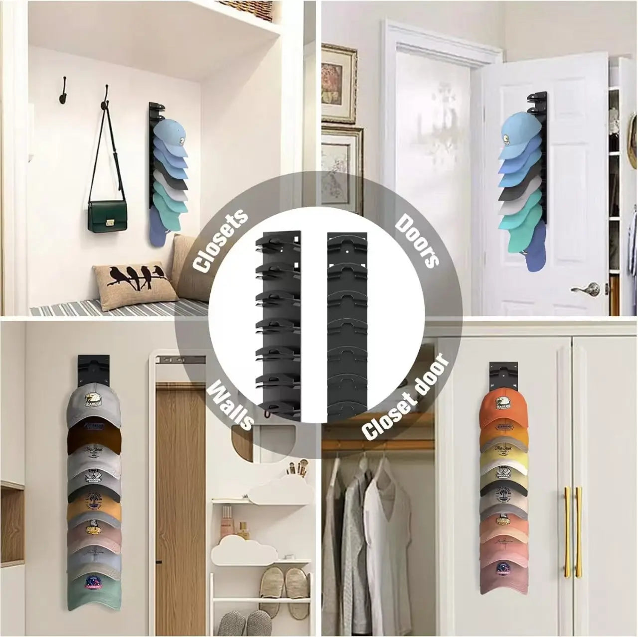 Wall Mounted Hat Organizer Holds 18 Caps Multilayer Space Saver