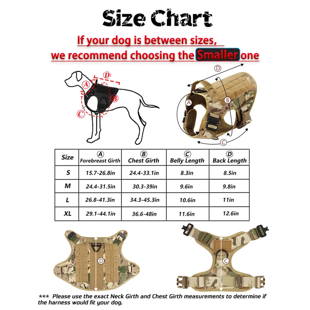 Tactical Dog Harness And Leash Set For Large Military Dogs
