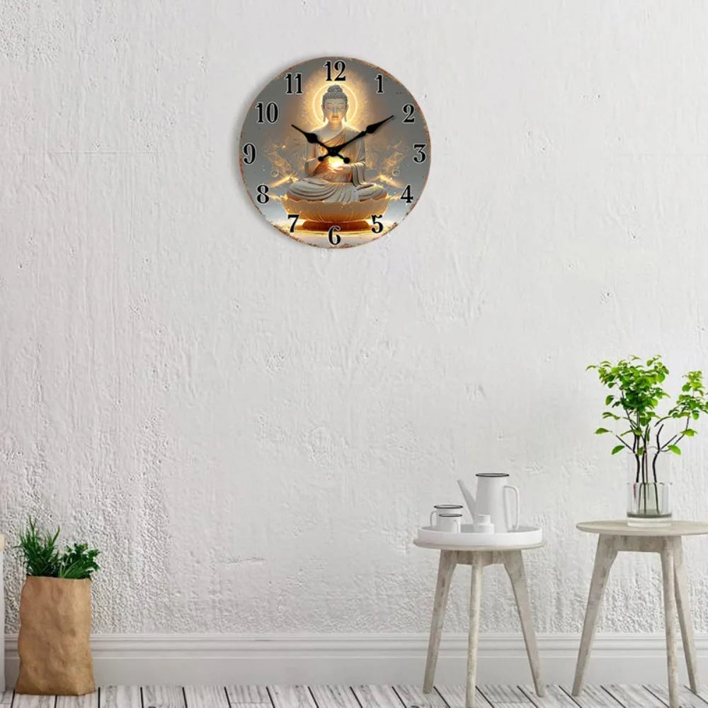 YTYIN Silent Minimalist Meditation Clock With Glowing Buddha Decor
